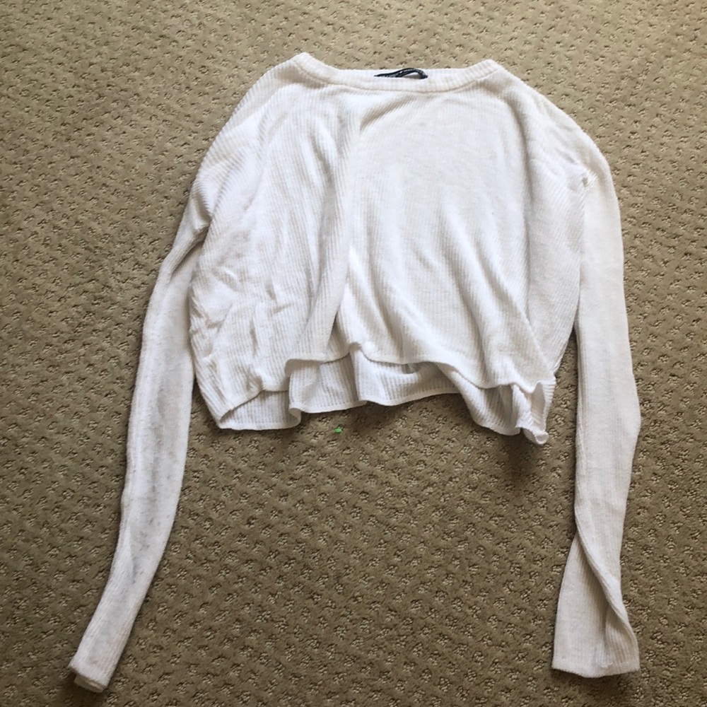 adorable semi-sheer white cropped shirt